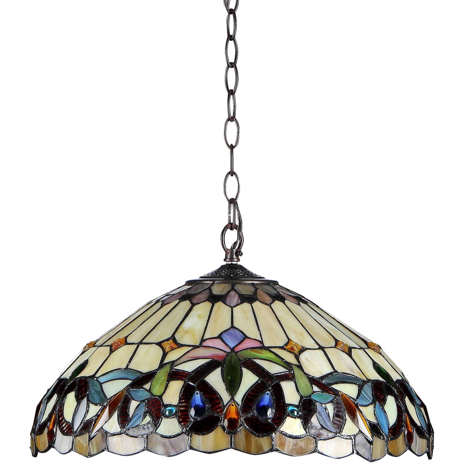 CHLOE Serenity Tiffany 2 Light Victorian Ceiling Pendant Fixture 18" Shade