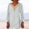 thumbnail image 5 of DDAPJ pyju Women Long Sleeve Cotton Linen Blouses,Lace V Neck Casual Blouse Vintage Solid Longshirt Irregular Tunic Shirt Loose Draped Tops Lightweight Gauze Shirts, 5 of 6