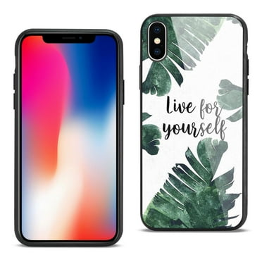 Reiko brand for iphone X Hard Glass Design Tpu Case With Leaves Design