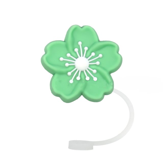 Cubierta de paja de dibujos animados de plantas, tapa de paja, tapón antipolvo de silicona, decoración de paja para fiesta de flores
