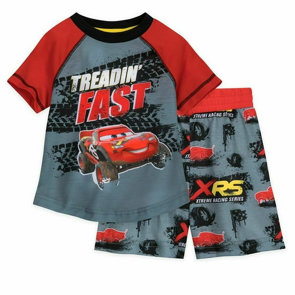 Disney Store Cars Lightning McQueen 2 PC Short Sleeve Pajama Set Boy Size 5/6