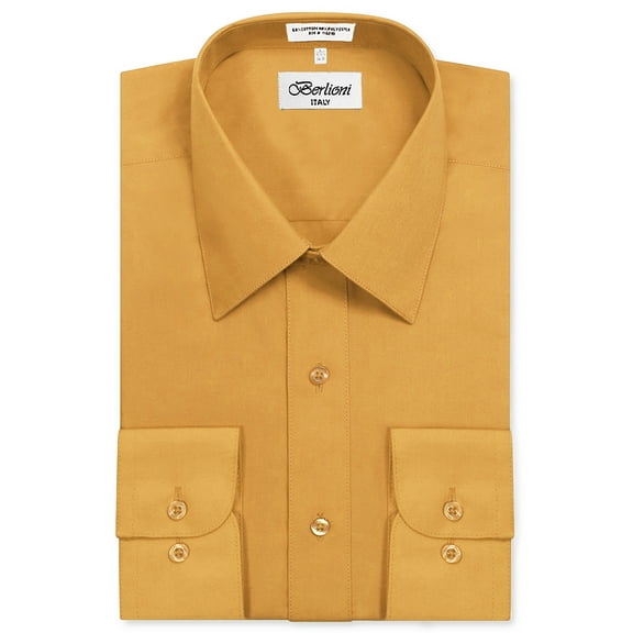 Berlioni Italy Men's Long Sleeve Solid Premium Dress Shirt