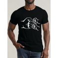 thumbnail image 1 of T-Shirt Décontracté à Col Rond pour Hommes avec Graphique de Relation Père-Fils, Motif Géométrique, Tissu Légèrement Extensible, Coupe Régulière, Haut d'Été pour la Pub, 1 of 5