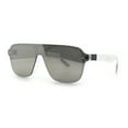 thumbnail image 5 of Color Mirror Shield Flat Top Racer Rimless Horn Rim Plastic Sunglasses Clear - Silver Mirror, 5 of 8