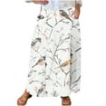 thumbnail image 2 of Mqqzkk Women's A-Line Midi Skirt Fashion Flower Printed Skirts with Pockets High Waist Flared Below The Knee Skirts, 2 of 5