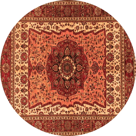 Ahgly Company Indoor Round Abstract Orange Modern Area Rugs, 7' Round