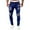 Dark Blue, variant on Mens Jeans Men's Casual Jeans Solid Color Ripped Holes Frayed Gradient Washed Trousers Jeans Homme Dark Blue XL