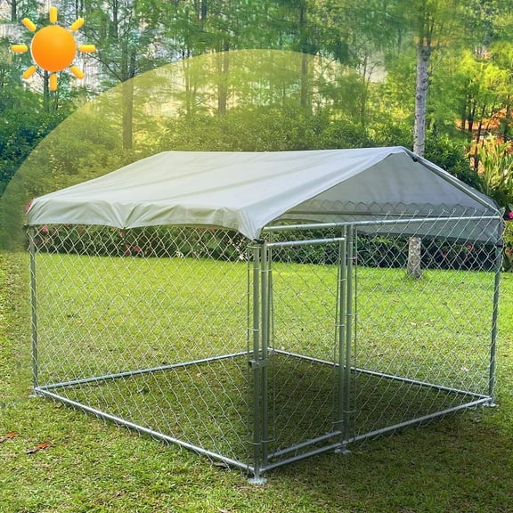Jarbalai 6.5 x 6.5ft Large Dog Kennel for Outside, Heavy Duty Metal Dog Run Cage Pet Fence Enclosure Playpen with Waterproof Cover