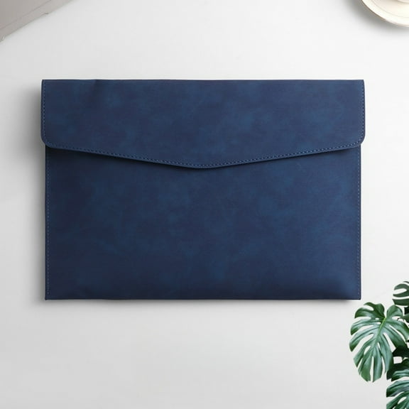 Waterproof Leather A4 Document Folder with Snap Closure - Thickened Business Organizer Pouch for Office & Travel