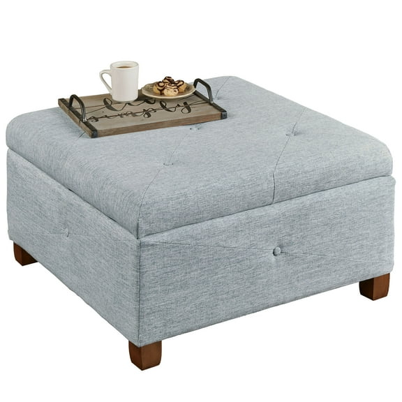 Caroline Storage Ottoman Blue Shadow Blue Shadow