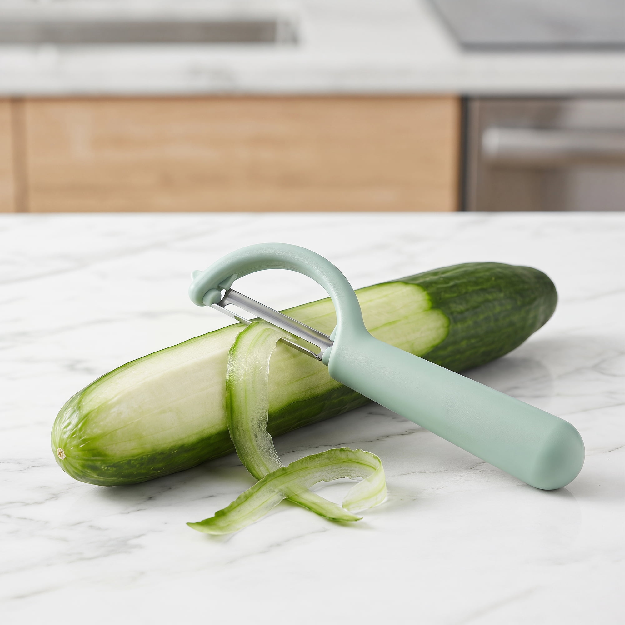 Unique Bargains Plastic Apple and Potato Peeler with Ergonomic Handle Blue 6.5x1.4 inch