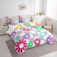 thumbnail image 3 of Homewish Boys Girls Groovy Flower Twin Bedding Sets 7-Piece,Geometric Plaid Bedding Comforter Set Microfiber,Vintage Aesthetic Breathable Sheet Sets,Breathable Home Decor,Reversible, 3 of 8
