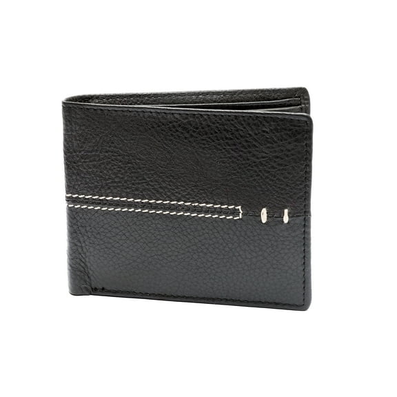 Men's Leather Credit Card ID Stitch Design Black Wallet 3.4 x 4.5 inches
