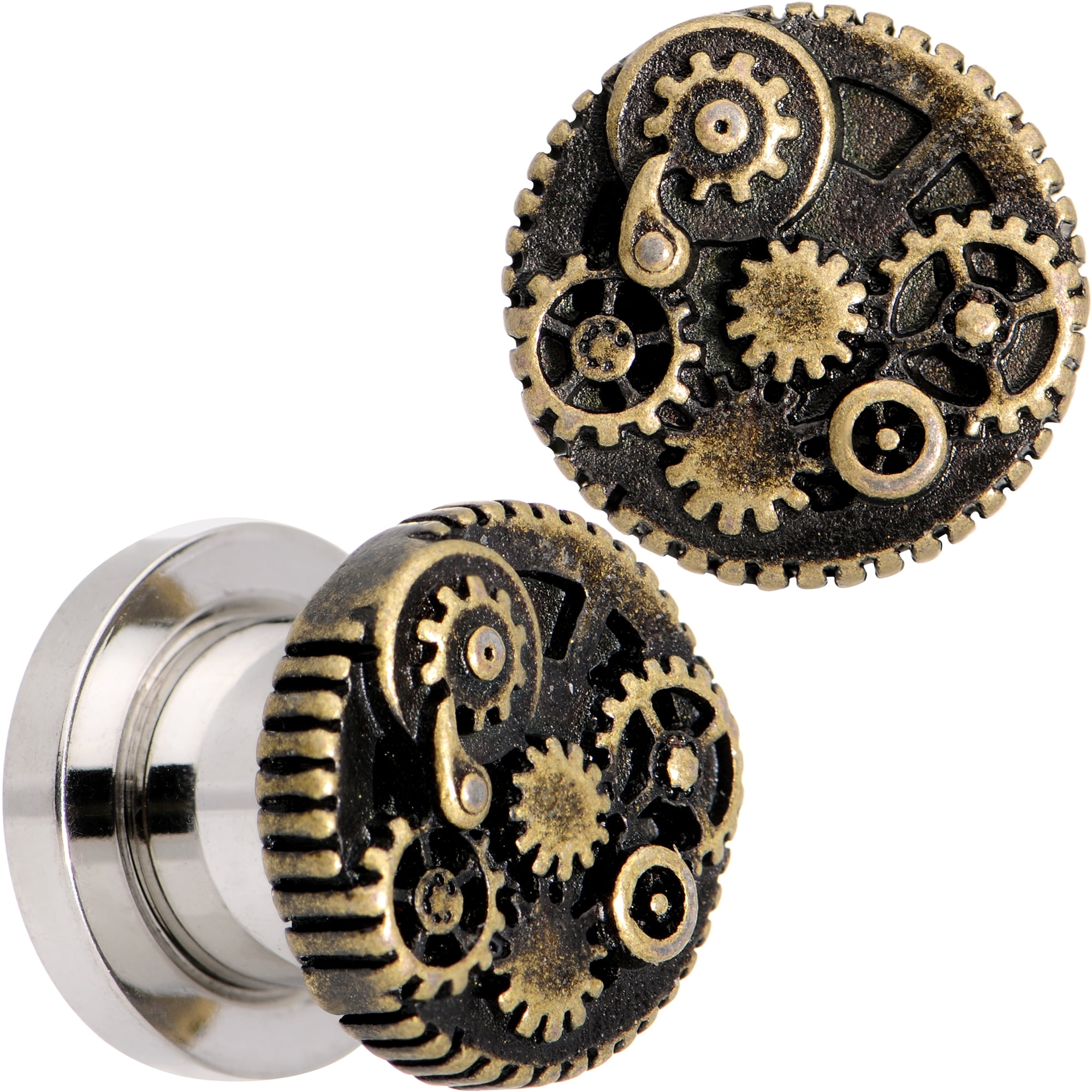 Steampunk earrings unique made of all metal gears