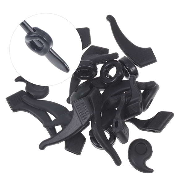 Niceauty 12 Pairs Round Simple Black Silicone Eye-Wear Leg Covers for Outdoor Sports