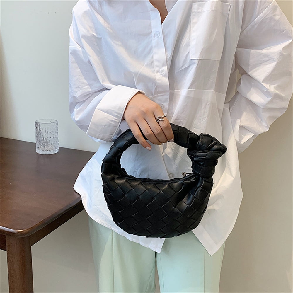Women Soft PU Leather Woven Handbag
