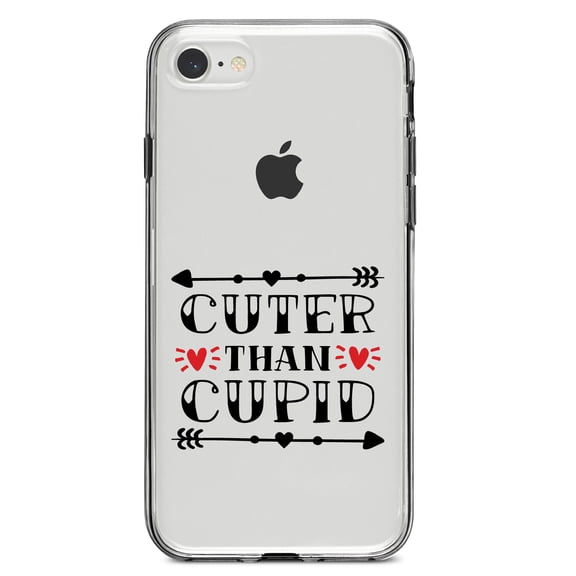 DistinctInk Clear Shockproof Hybrid Case for iPhone 7 8 SE (2020 Model) 4.7" Screen TPU Bumper Acrylic Back Tempered Glass Screen Protector - Cuter Than Cupid - Valentine
