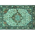 thumbnail image 1 of Ahgly Company Indoor Rectangle Medallion Turquoise Blue Traditional Area Rugs, 2' x 5', 1 of 4