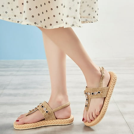 

Tdoqot Womens Espadrilles Sandals- Beach braided Dressy Summer Comfy Womens Sandals Khaki Size 7.5