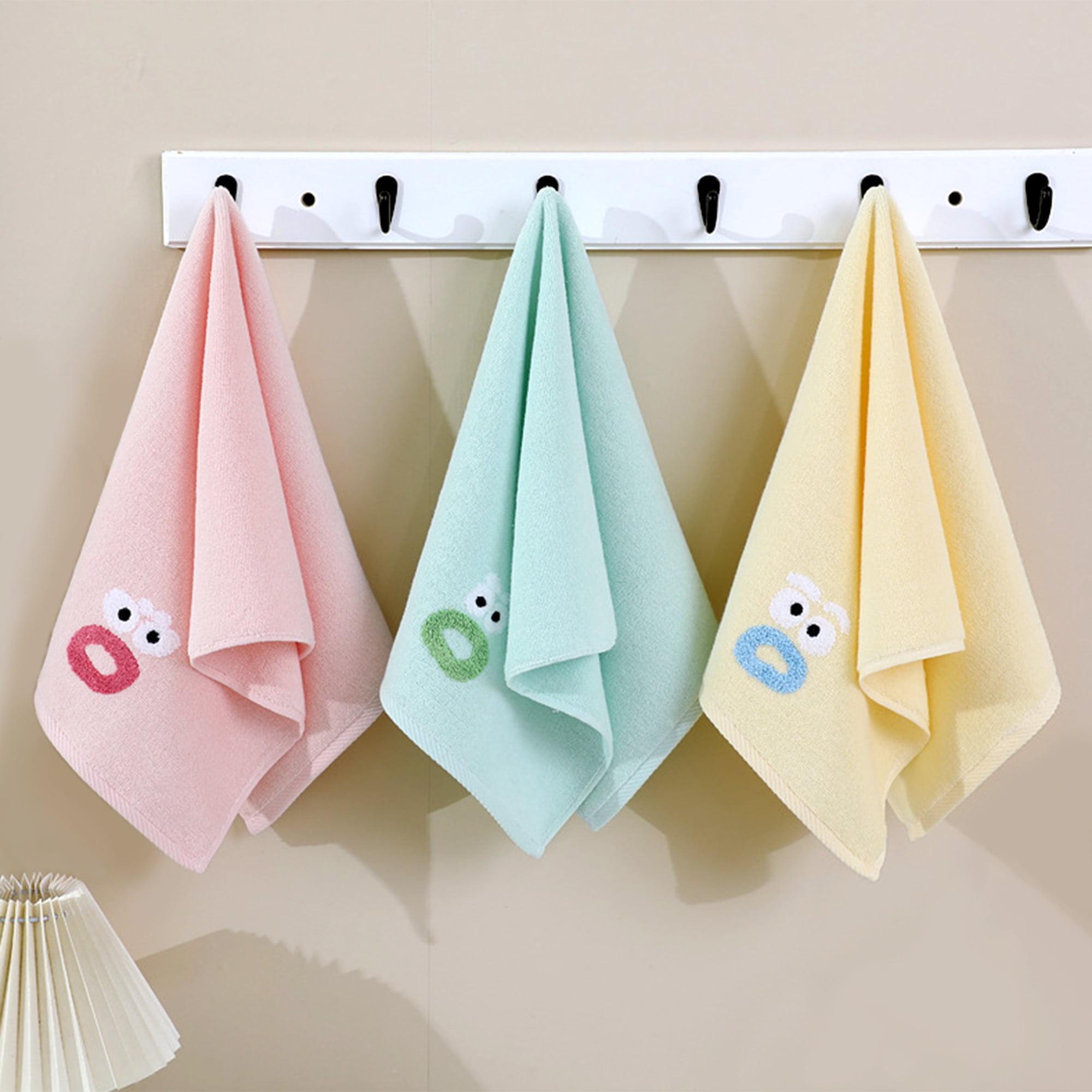Unique Bargains Cute Cartoon Pattern Absorbent Hand Towels Pink 4-Piece