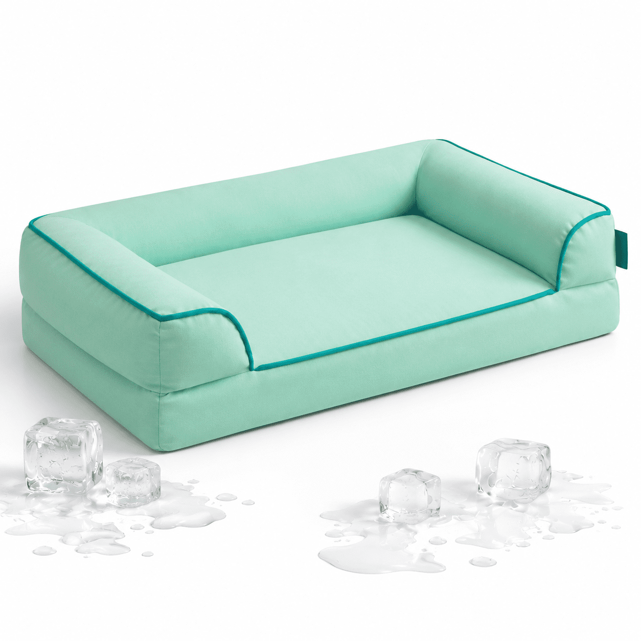 Dog Bed For Summer Extra Large Cool Pet With Sides Q-max >0.45 Egg Crate Foam Removable Washable Cover Dogs Light Aqua