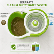 Spin Mop and Bucket Set with Wringer, 360° Self-Wringing Floor Cleaning System, Microfiber Mop Head, Hands-Free Cleaning for Tile, Hardwood & Home Floors