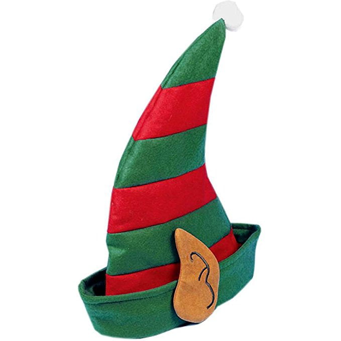 Adult Elf Hat with Pixie Ears Christmas Santa's Helper Fancy Dress 