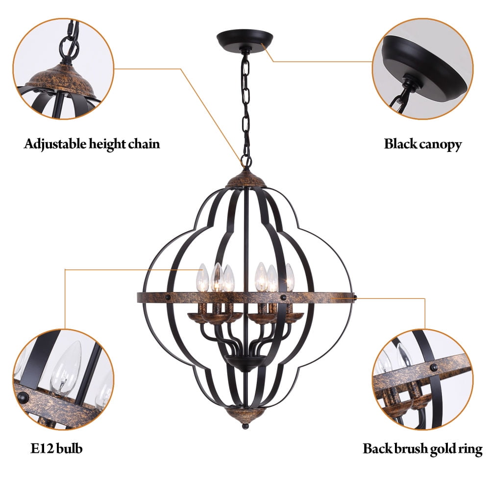 Kepooman 6-light Rustic Farmhouse Chandelier, Rustic Industrial Iron Chandeliers for Living Room Kitchen Kepooman 6-light Rustic Farmhouse Chandelier, Rustic Industrial Iron Chandeliers for Living Room Kitchen