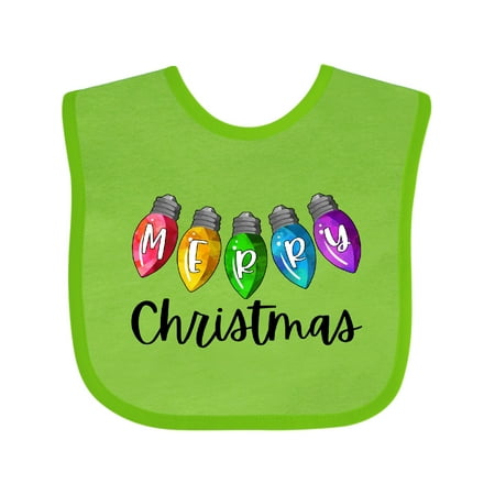 

Inktastic Merry Christmas Rainbow Holiday Lights Gift Baby Boy or Baby Girl Bib