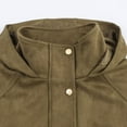 thumbnail image 6 of Faux Suede Jacket Womens Hooded Lightweight Bomber Jackets Stand Collar Snap Full-zip Coat Fall Fashion 2025 (S, Army Green), 6 of 7