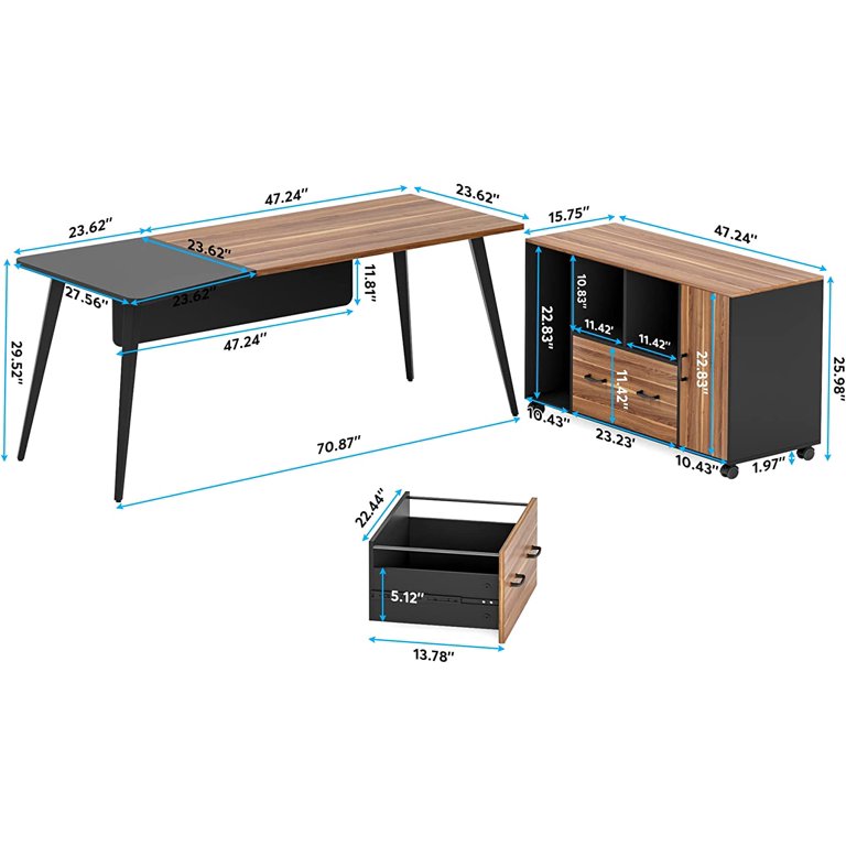 Industrial Computer Desk, 70.8 Large Executive Office Desk — Tribesigns