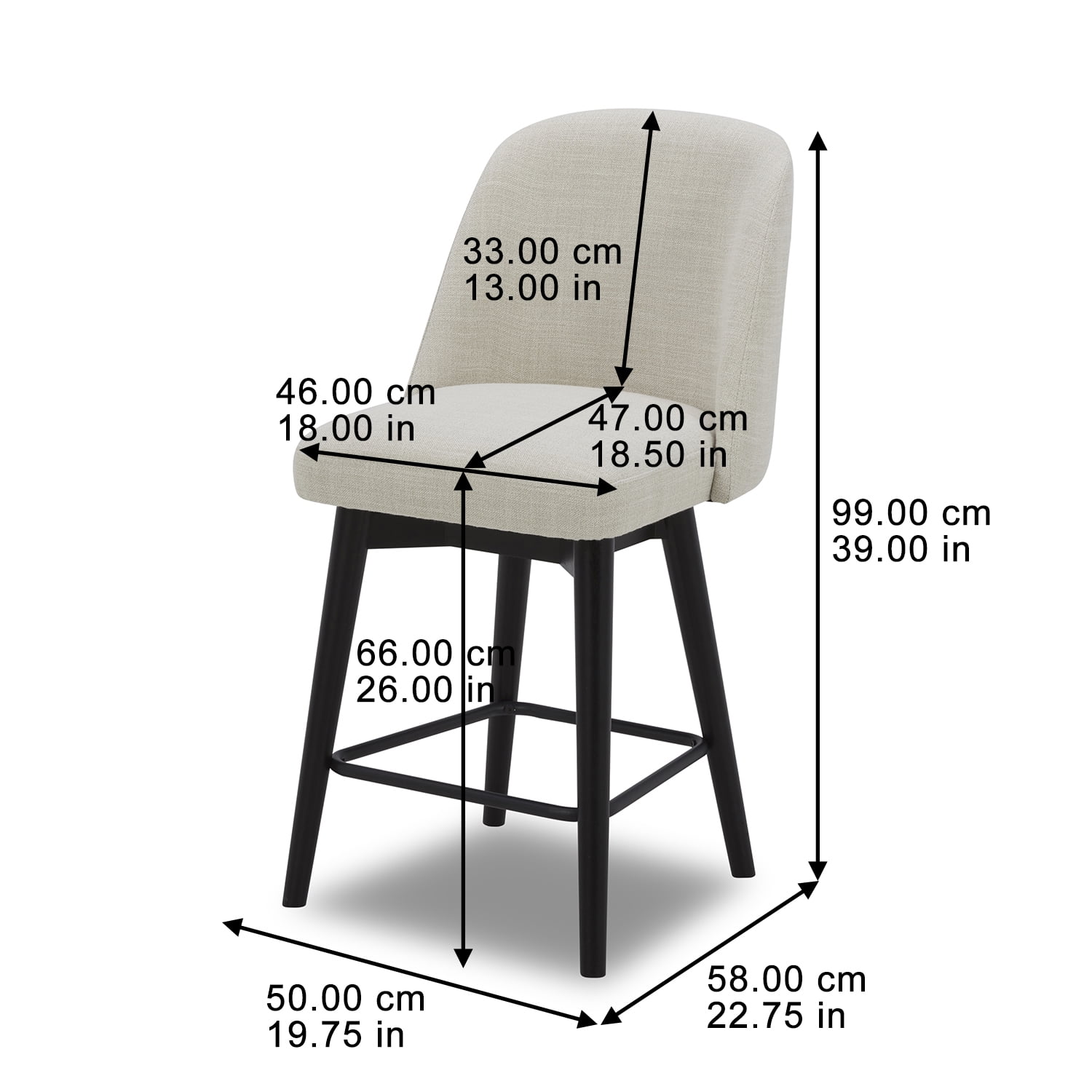 Better Homes & Gardens Springwood Swivel Barstool, Charcoal, Set of 2