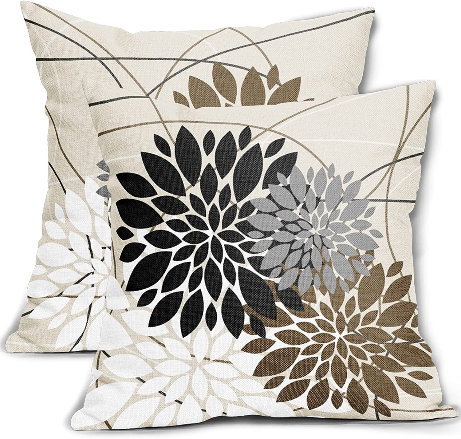 Thomas Collection Floral Gray Black Taupe Designer Floral Throw Pillow,  Handmade in USA - Bed Bath & Beyond - 20895933