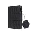 thumbnail image 1 of Cartera de cuero Qarigey para hombre triple antiescaneado pasaportes tarjetero monedero Grano de fibra de carbono, 1 of 6