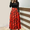 thumbnail image 2 of Maxi Dresses for Women Long Sleeve Printed Patchwork Dress High Waist Fall Casual Flowy A Line Party Dress, 2 of 5