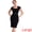 Black, variant on Square Neck Cap Sleeve Belted Sheath Dress L Black