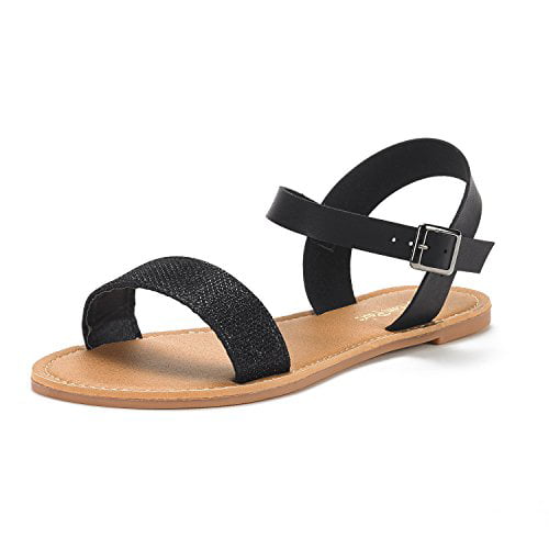DREAM PAIRS Womens Cute Open Toes One Band Ankle Strap Flexible Summer Flat Sandals New
