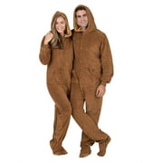 Footed Pajamas - Teddy Bear Adult Hoodie Chenille One Piece - Adult - Medium (Fits 5'8 - 5'11")