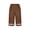 Brown, variant on Womens Casual Lace Trim Cropped Pants Straight Leg Pull on with Pockets Lightweight Polyester Capris