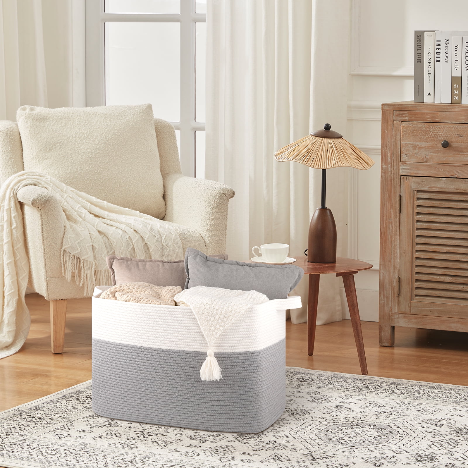 LITERRA Large Blanket Basket Rope Storage Baskets for Organizing, Bedroom Livingroom Washingroom 28 Gallon