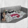 thumbnail image 6 of JOY Soft Flannel Fleece Throw Blanket, Retro Vibrant Joy Calligraphy on Victorian Baroque Ornate Classic Backdrop, Cozy Plush for Indoor and Outdoor Use, 60" x 80", Indigo Hot Pink Grey, by Ambesonne, 6 of 6