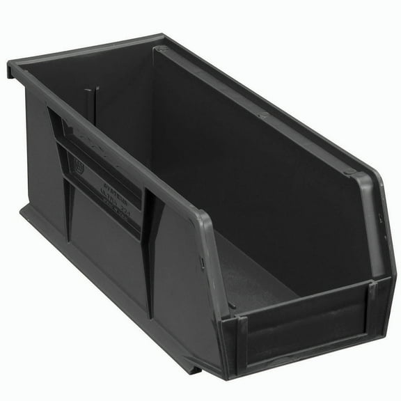 Global Industrial SB4104BK Plastic Hang & Stack Bin, Black - 10.875 x 4.125 x 4 in.
