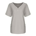 thumbnail image 1 of LSLJS Women's Tops Short Sleeve V-Neck Tops Working Solid Color T-Shirt Blouse Tops, Womens Plus Scrubs, 1 of 8