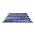 thumbnail image 2 of Ahgly Company Machine Washable Indoor Square Abstract Blue Modern Area Rugs, 6' Square, 2 of 4