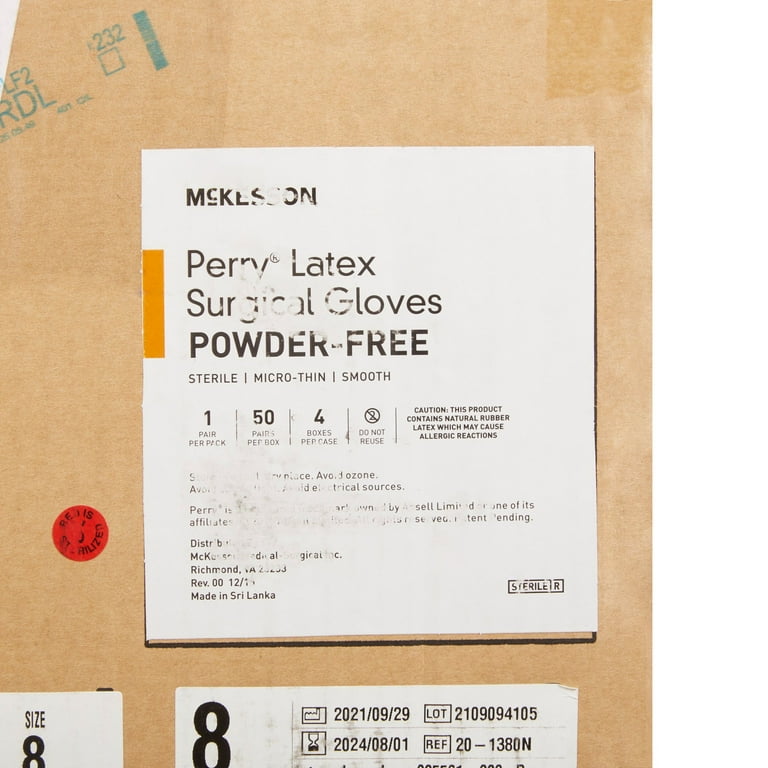 McKesson Perry Latex Surgical Gloves, Latex, Sterile - Brown