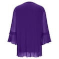 thumbnail image 5 of CheerKidz Women Ruffled Glitter 3/4 Sleeve Elegant Collar Double Layer Mesh Blouse Party Wear Comfortable Lightweight Fashionable Trendy Womens Tops(Purple,L), 5 of 5