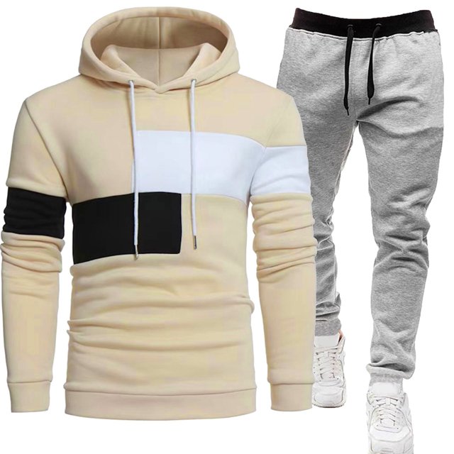 Ensemble de Vestes Décontractées à Capuche Manches Longues Couleur Unie pour Hommes