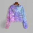 thumbnail image 4 of Sweatshirts for Women Winter Fall Oversized Hooded Long Sleeve Bubble Cold Shoulder Hoody Gradient Print Leisure Cotton Hoodies Sweatshirts(Dark Blue,XL), 4 of 5