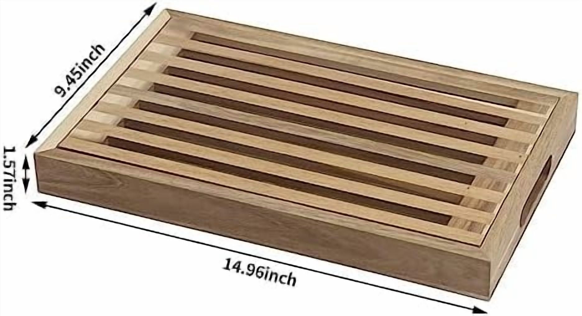 Bread Cutting Board with Crumb Catcher Tray Wooden Holder Bread Tray for Serving Bread Slicers for Homemade Bread Cutting Boards for Kitchen with Holder$$Home Decor, Kitchen, & Other