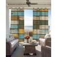 thumbnail image 6 of Brown Blue Vintage Kitchen Curtains Retro Farmhouse Elegant Pastoral Cafe Short Curtains for Bathroom Blackout Window Curtain Grommet Small Window Treatment Drapes for Bedroom Living Room 27.5"x39"x2, 6 of 9